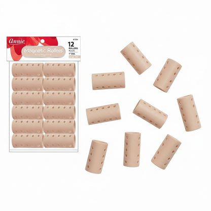 Annie Magnetic Hair Rollers 1 Inch, 12 Count, Beige
