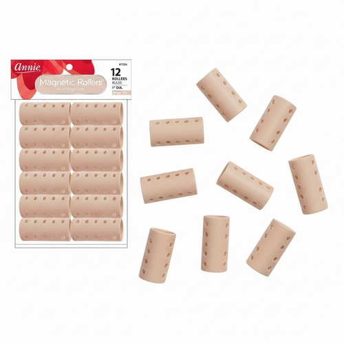 Annie Magnetic Hair Rollers 1 Inch, 12 Count, Beige