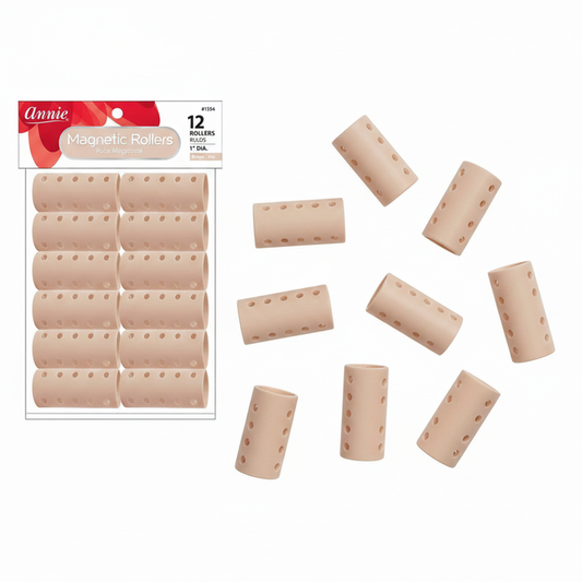 Annie Magnetic Hair Rollers 1 Inch, 12 Count, Beige