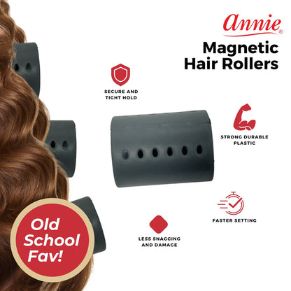 Annie Magnetic Hair Rollers 2 Inch, 12 Count, Gray
