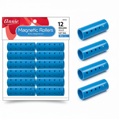 Annie Magnetic Hair Rollers 5/8 Inch, 12 Count, Blue