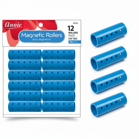 Annie Magnetic Hair Rollers 5/8 Inch, 12 Count, Blue