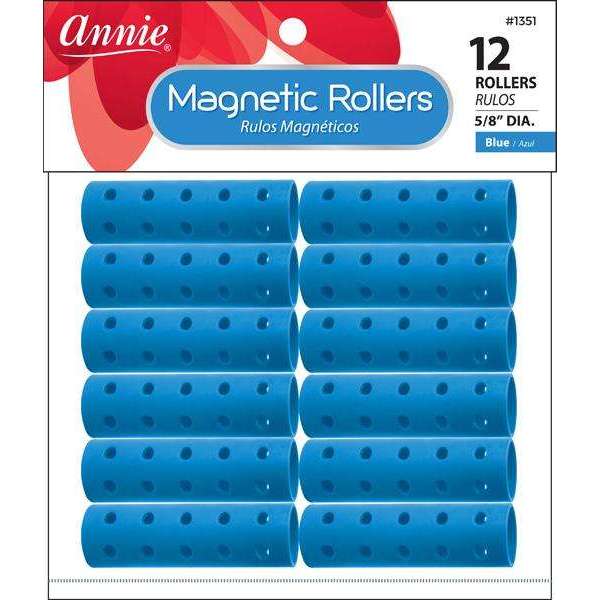 Annie Magnetic Hair Rollers 5/8 Inch, 12 Count, Blue