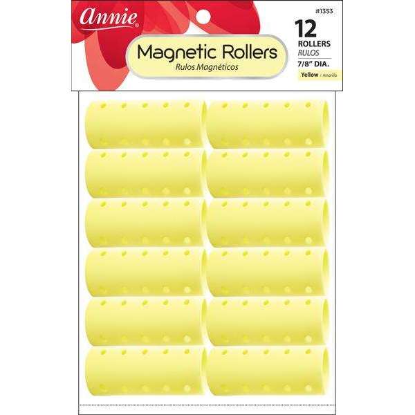 Annie Magnetic Hair Rollers 7/8 Inch, 12 Count, Yellow