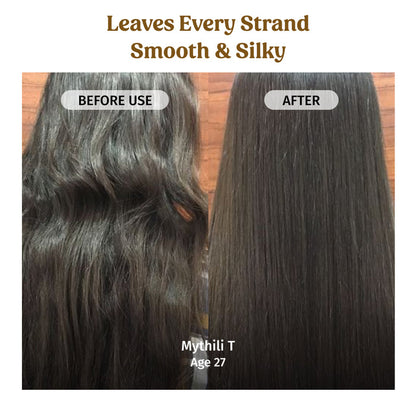 vilvah anti-frizz hair serum leaves every strand smooth and silky