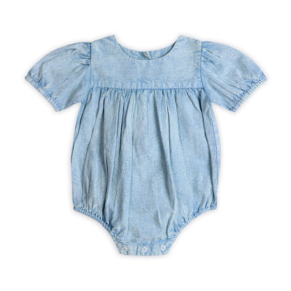 Aspen Soft Denim Washed Baby Romper (Organic)
