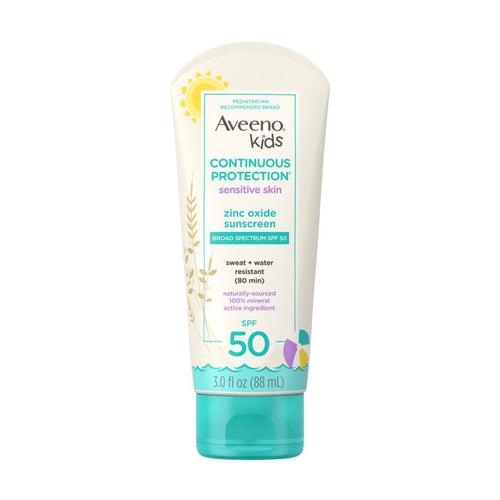 Aveeno Kids Continuous Protection Broad Spectrum SPF 50 Mineral Sunscreen Lotion - 88ml