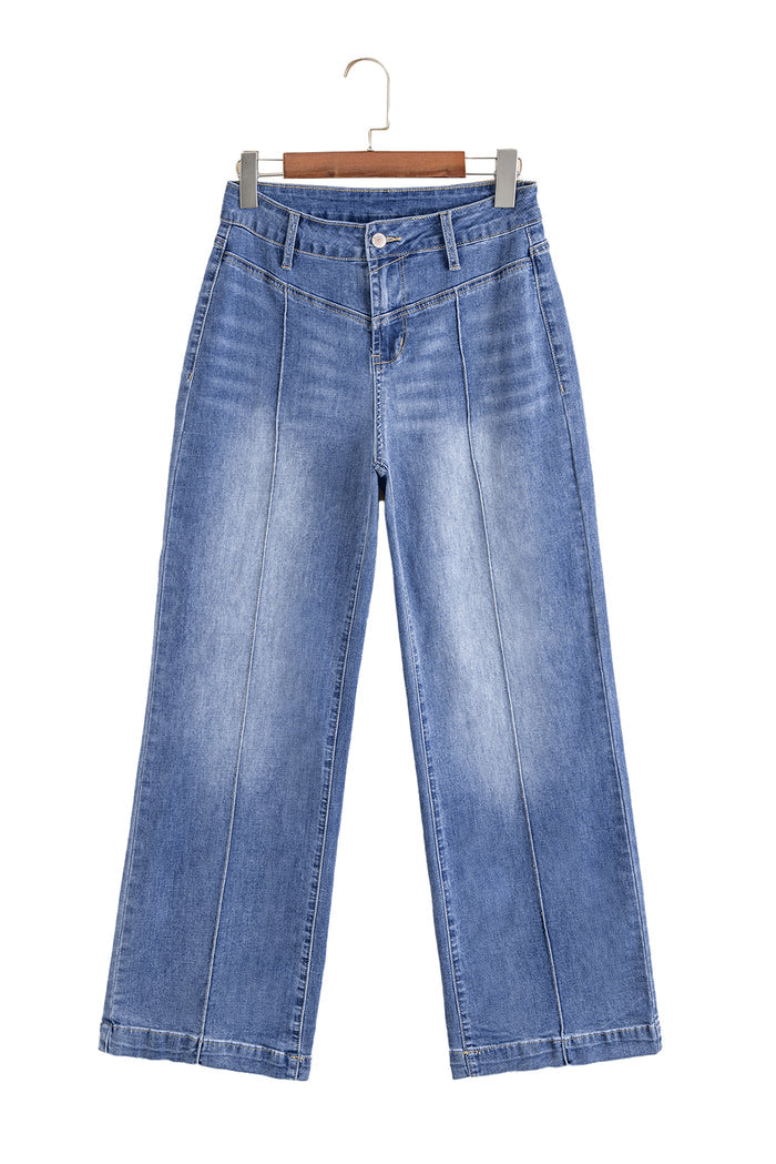 Beau Blue Tailored Center Seam Detail High Rise Jeans