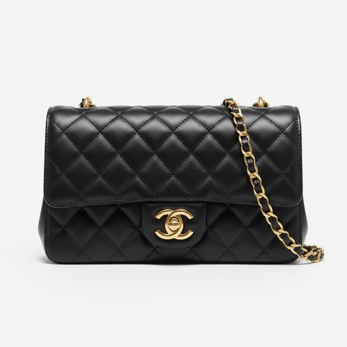 Black Double Flap Quilted Bag