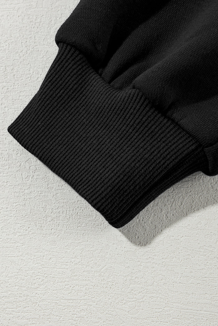 Black Half Zip Sweatshirt and Pants Set