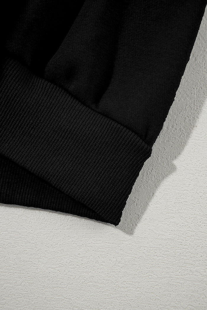 Black Half Zip Sweatshirt and Pants Set