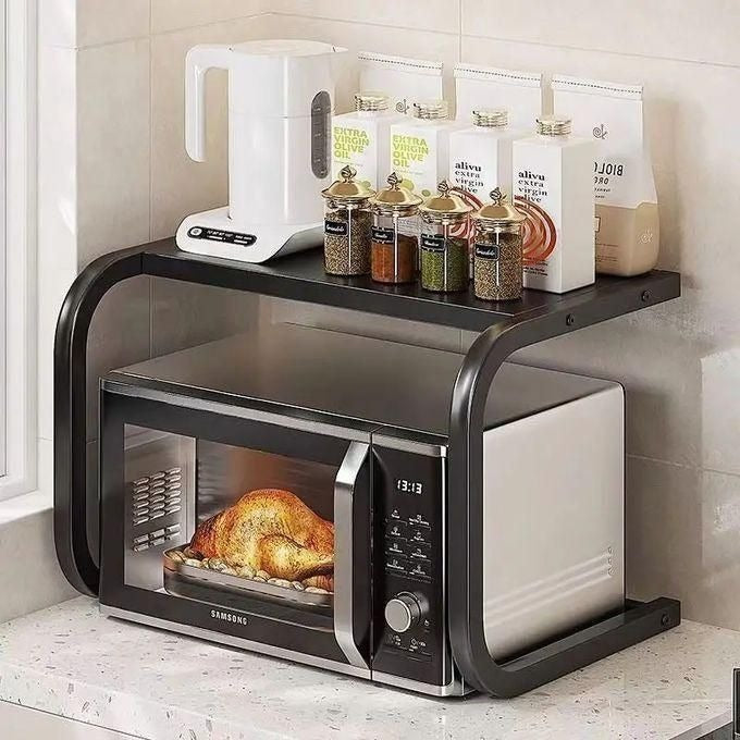 Black Metal Microwave Oven Rack & Kitchen Shelf