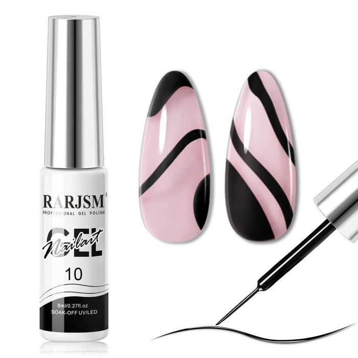 Black | RARJSM ® Nail Art Gel Liner Painting Nail Gel Polish | 8ml #10
