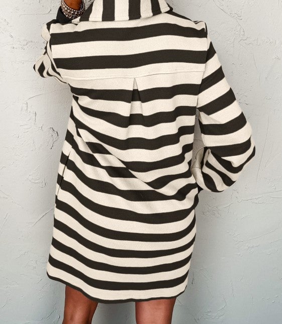Black Stripe Rugby Style Dress