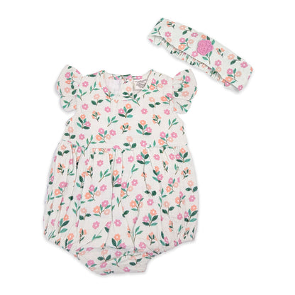 Bloom Baby Ruffle Romper + Headband (Organic Muslin)
