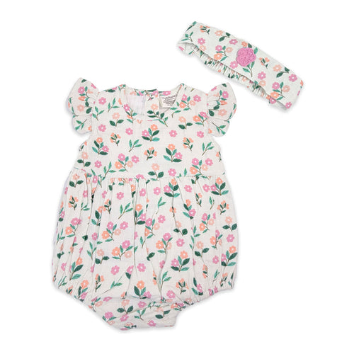 Bloom Baby Ruffle Romper + Headband (Organic Muslin)