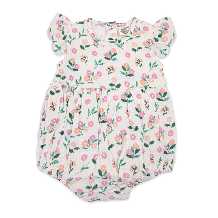 Bloom Baby Ruffle Romper + Headband (Organic Muslin) - Front