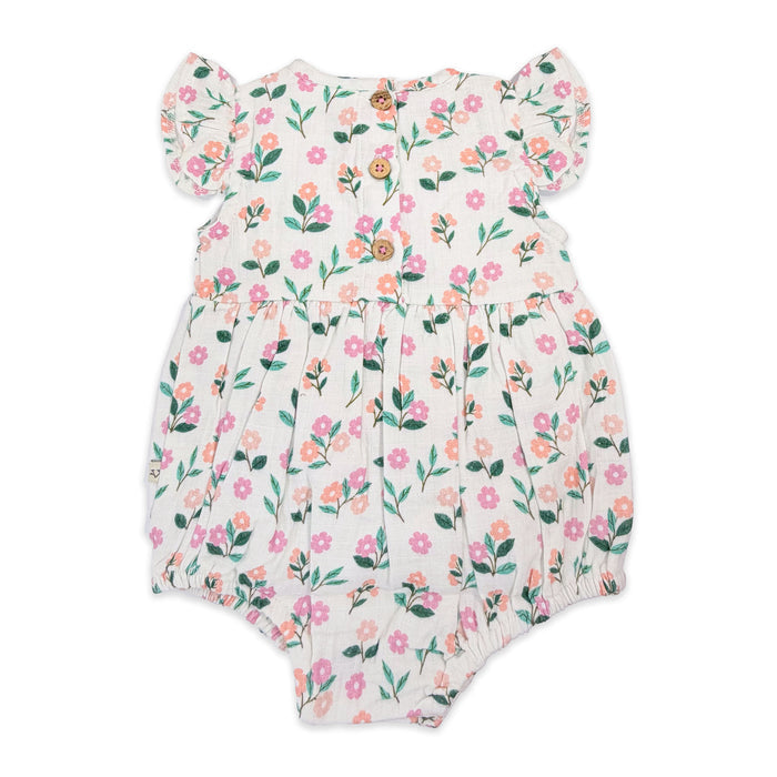 Bloom Baby Ruffle Romper Back (Organic Muslin) - Back