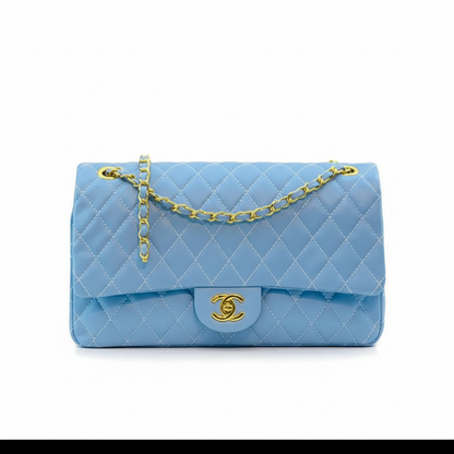 Baby Blue Double Flap Quilted Bag