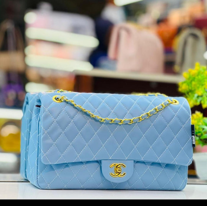 Blue Channel Big Size Double Flap Quilted Bag