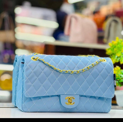Blue Channel Big Size Double Flap Quilted Bag