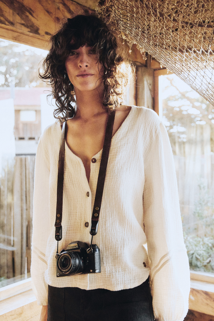 Blusa Lari Orgánica Beige Mujer