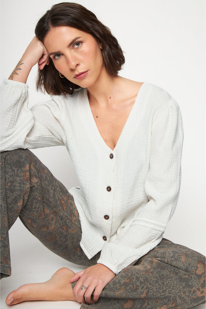 Blusa Lari Orgánica Beige Mujer