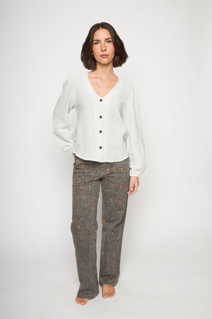 Blusa Lari Orgánica Beige Mujer