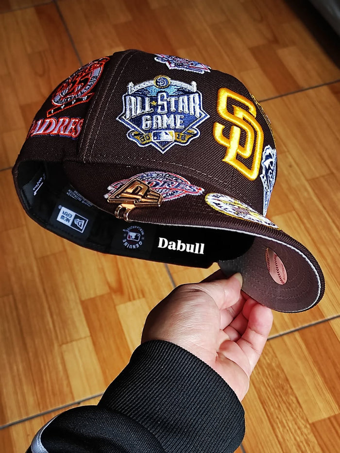 Brown San Diego Padres All Over Logo Gray Bottom 59FIFTY New Era Fitted