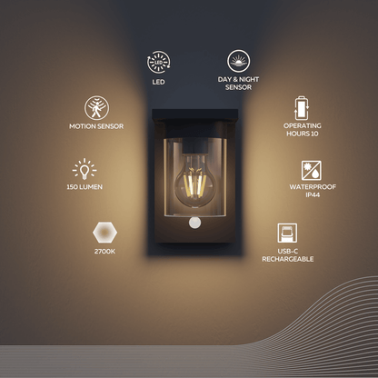 Calex Asti Solar Wall Light - Black
