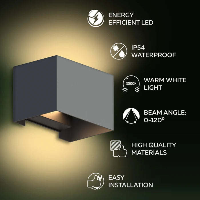 Calex Venice LED Wall Light - Up & Down - Anthracite