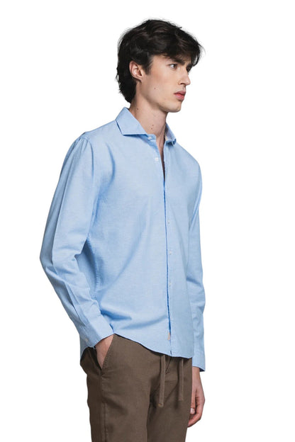 IMPURE camicia lino azzurra RILEY LINO-C25