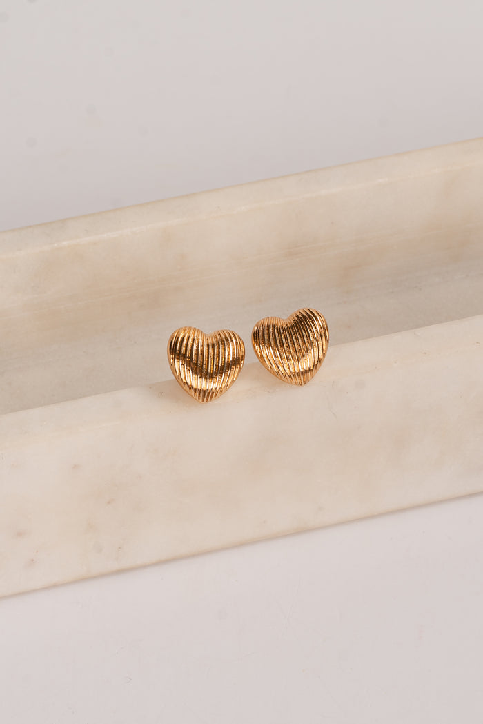 Camryn Gold Heart Stud Earrings
