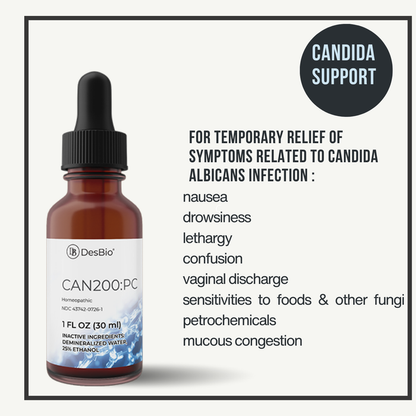 CAN200:PC (formerly Candida 200C) by DesBio for candida reflief. Great for helping heal infections of candida infection.