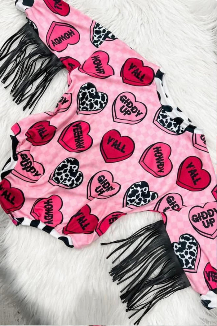 Candy Hearts Sweater Romper w Snaps