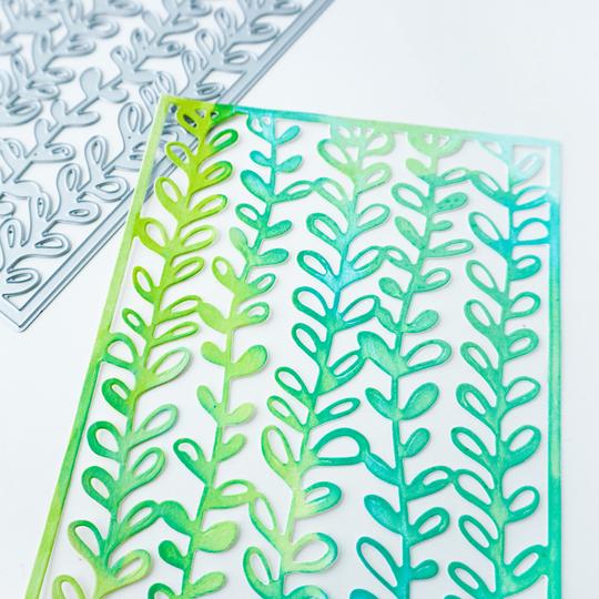 Catherine Pooler - Cover Plate Die - Among The Seaweed. Swim along Among the Seaweed and see what you might discover! This deep sea plant patterned cover plate is the perfect to mix in with fun underwater critter stamps. Try using this to create texture to any card or think out of the box and add floral images. You are going to love this fantastic die accent! Available at Embellish Away located in Bowmanville Ontario Canada.