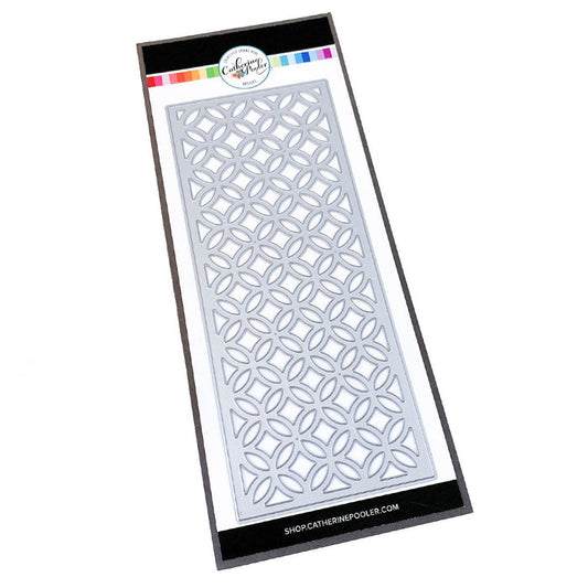 Catherine Pooler - Slimline Die - Sitting Pretty. Like a beautiful woven cane patterned porch seat, the Sitting Pretty Slimline Die will add a textural element of pretty to your next card. This slimline die is formatted to 8.5" x 3.5" base slimline card but can also be added to a traditional card as a background element or even used as a stencil. Available at Embellish Away located in Bowmanville Ontario Canada.