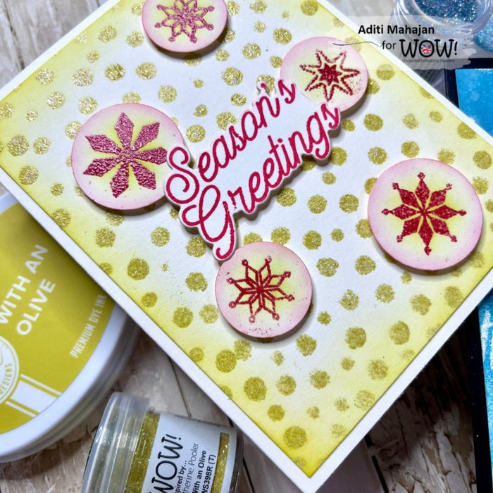 Catherine Pooler - WOW - Special Color Embossing Glitter - Regular - With an Olive. Available at Embellish Away located in Bowmanville Ontario Canada. Card example by Aditi Mahajan.