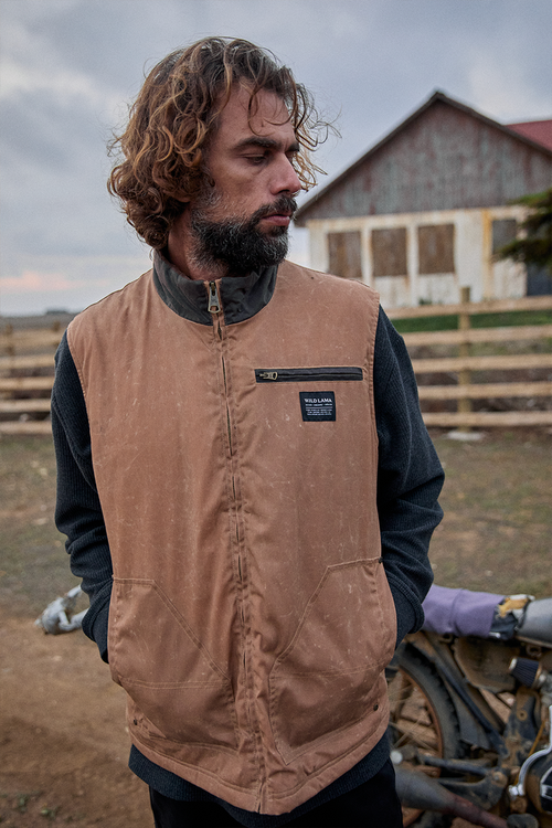 Chaqueta Sin Mangas Polko Wax Reciclada Camel Hombre