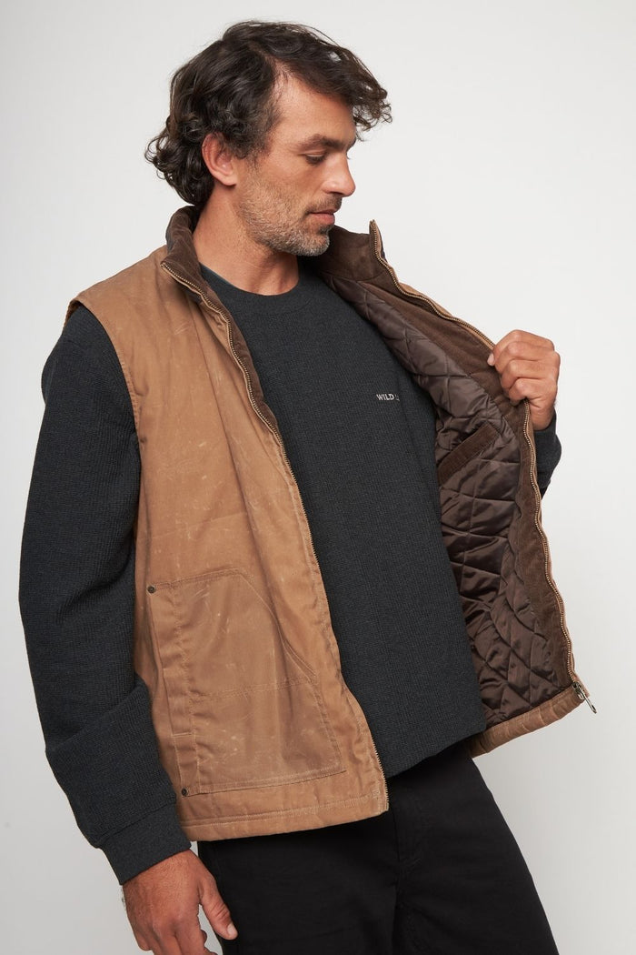 Chaqueta Sin Mangas Polko Wax Reciclada Camel Hombre