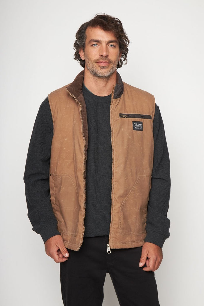 Chaqueta Sin Mangas Polko Wax Reciclada Camel Hombre