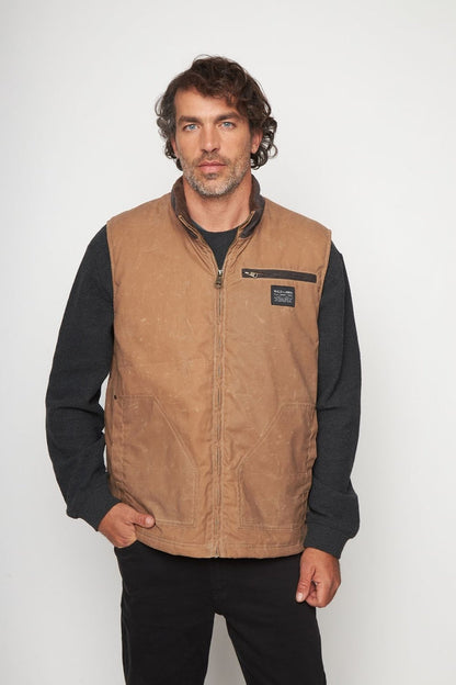 Chaqueta Sin Mangas Polko Wax Reciclada Camel Hombre