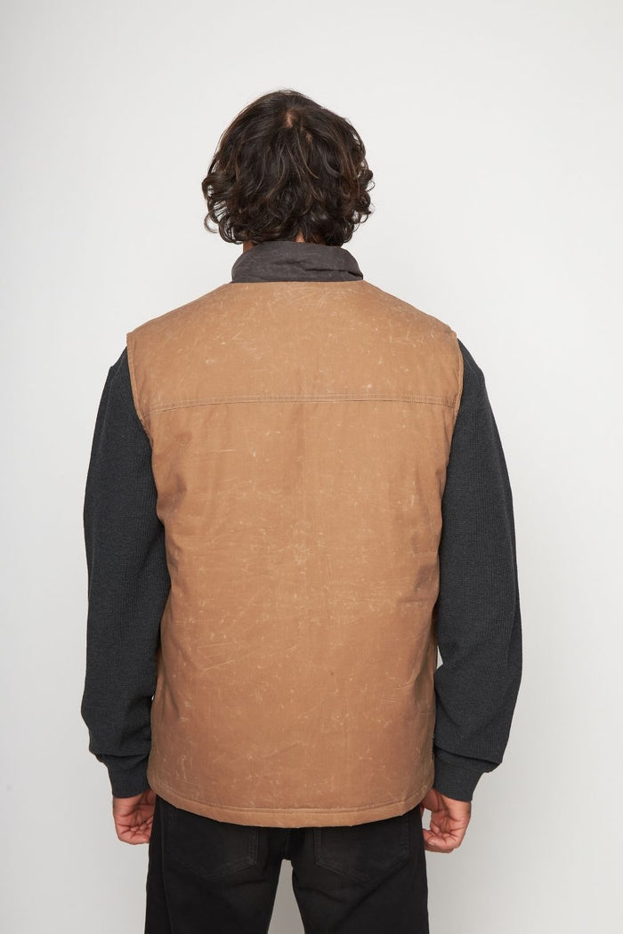 Chaqueta Sin Mangas Polko Wax Reciclada Camel Hombre