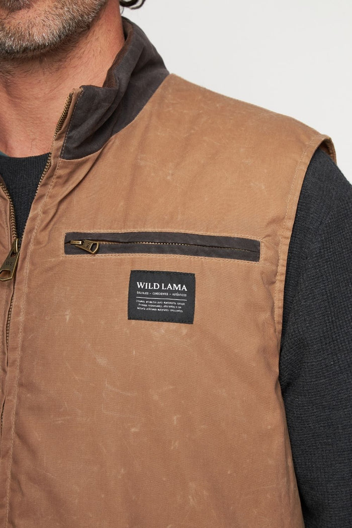 Chaqueta Sin Mangas Polko Wax Reciclada Camel Hombre