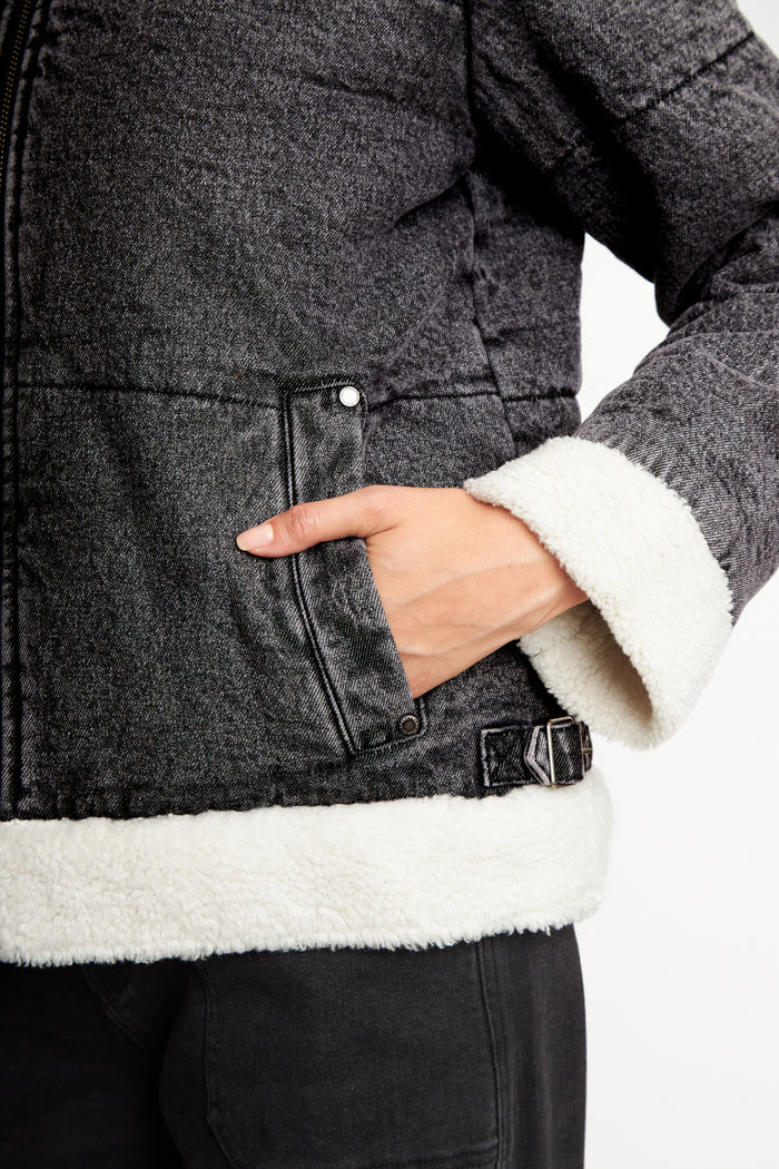 Chaqueta Sur Puffa Orgánica Negra Mujer
