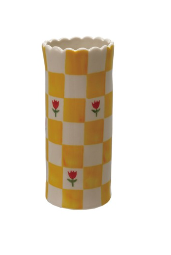 Checkered flower vase
