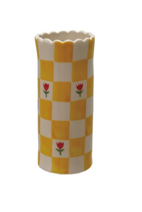 Checkered flower vase