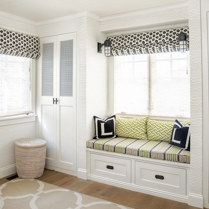 China Seas Fabric: Aga - Custom Taxicab on White Linen / Cotton
