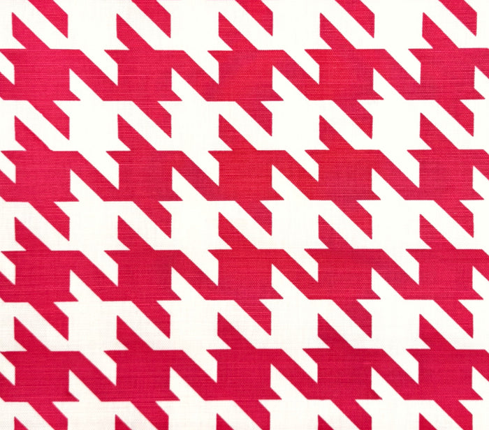 China Seas Fabric: Ames Houndstooth - Custom Red on Tinted Belgian Linen / Cotton