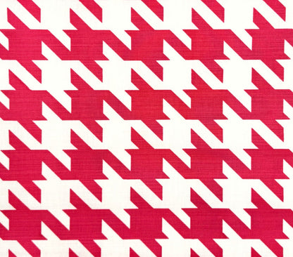 China Seas Fabric: Ames Houndstooth - Custom Red on Tinted Belgian Linen / Cotton